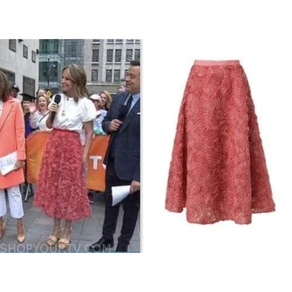 Akris Punto Womens Skirt Size 6 Red Gingham Organdy Rosette Applique Tulle Midi - Picture 2 of 12